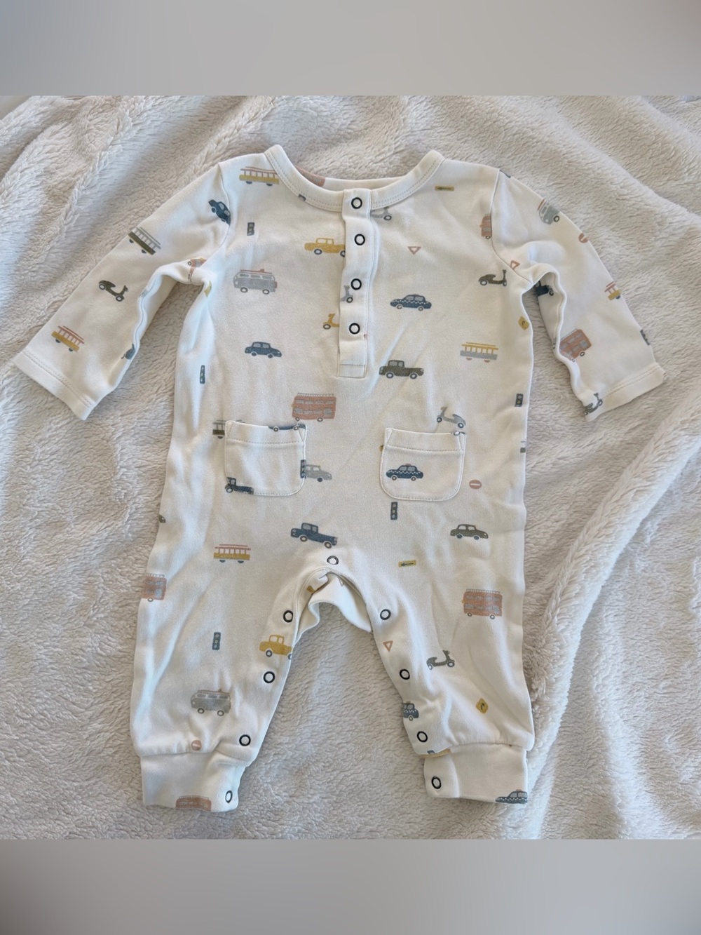 Pehr Rush Hour Henley Patch Pocket Romper 3-6m